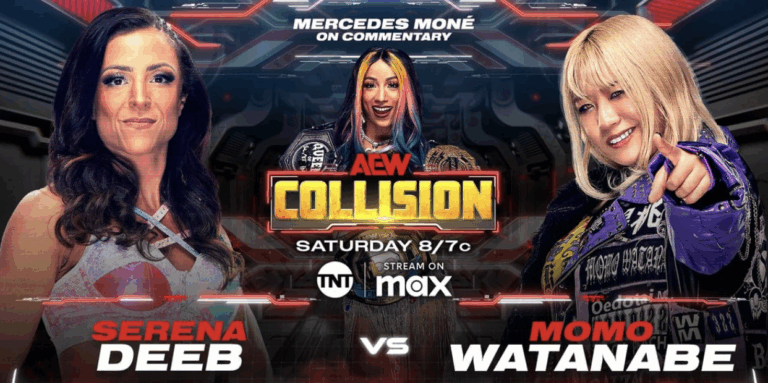 AEW Collision match graphic for spoilers from 3/8